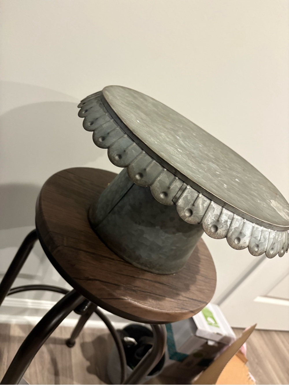 Hobby Lobby Galvanized Metal Cake Stand - Silver Gray - Picture 2 of 5